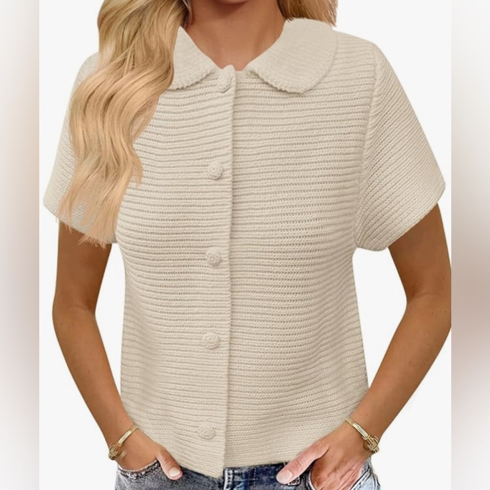 161. NWT Saodimallsu Womens Short Sleeve Cropped Cardigan